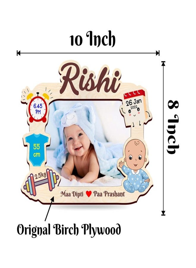DEEP PRINT Personalize New Born Baby Frame || Multi Color Printed || Original Birch Wood || 10 X 8 Inch - Image 3